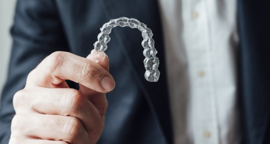 Close Up Shot of Invisalign Retainer